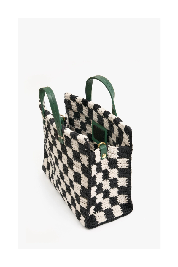 Petit Summer Simple Tote in Black & Cream Crochet Checker