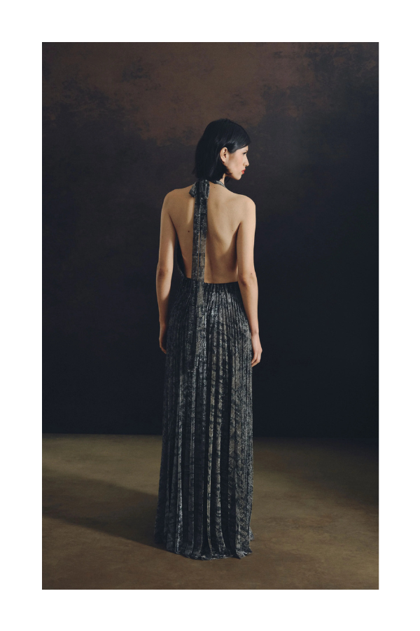 Waterfall Dress in Gold