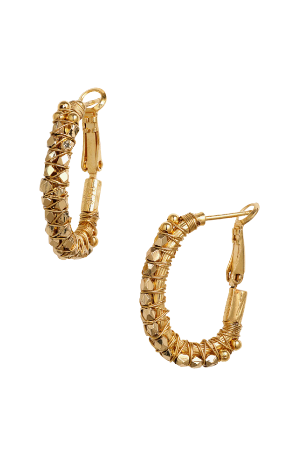 Lyre Hoop Earrings Gold