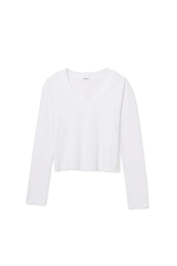 Fiona Long Sleeve Recycled V Neck in White