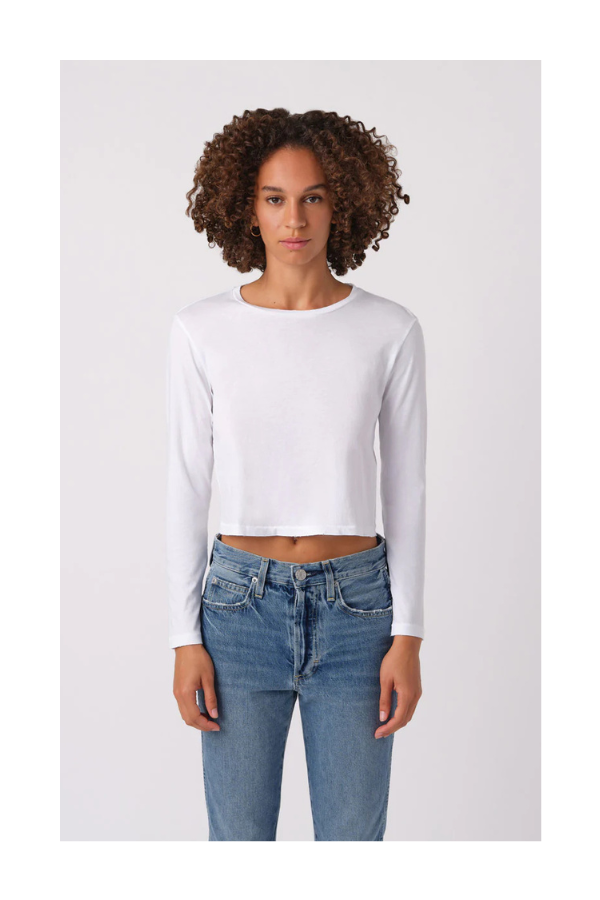 Long Sleeve Babe Tee in White