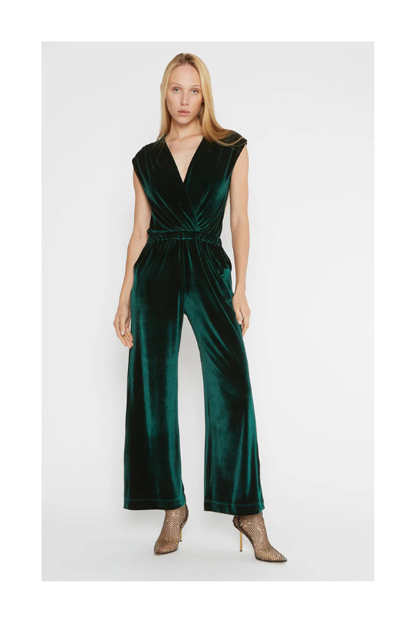 Velvet Classic Jumpsuit in Emerald