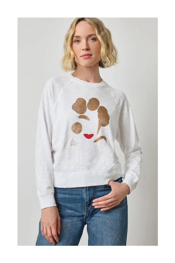 Raglan Sleeve Graphic Tee in White