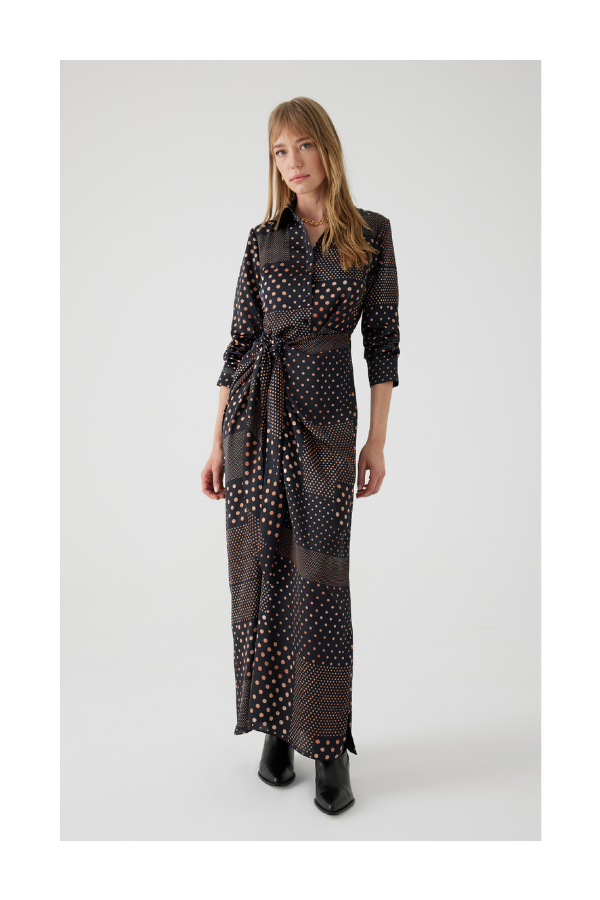 Annis Dress in Camel Black