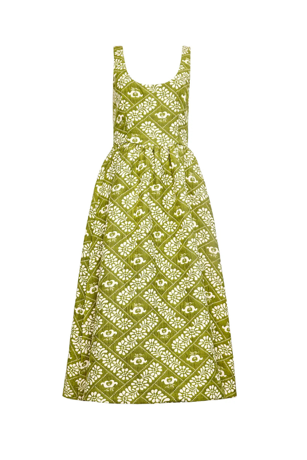 Maddy Dress in Legacy Jacquard Olive