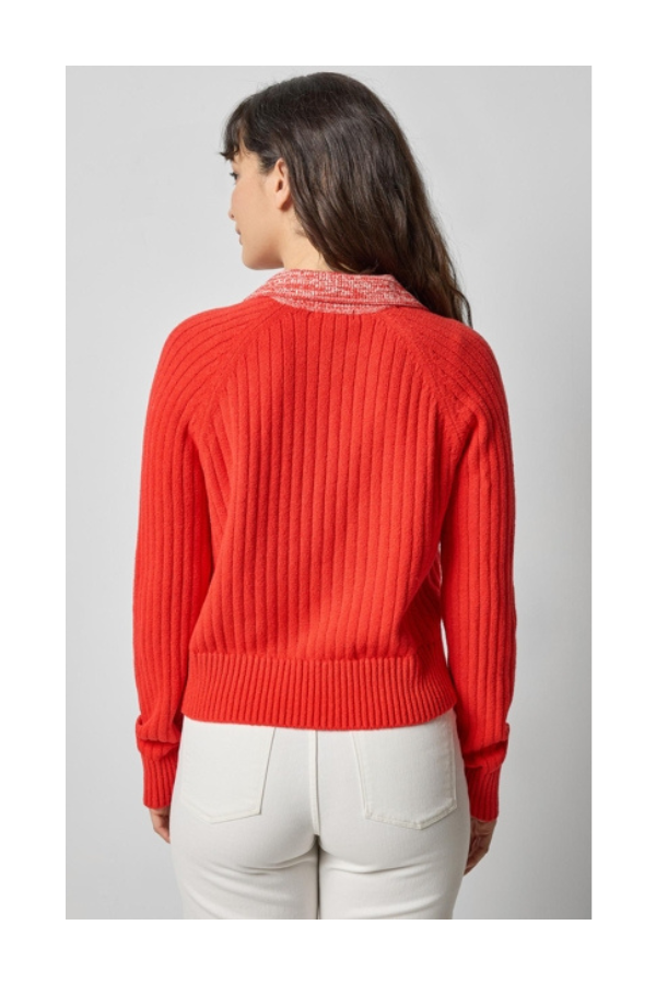 Marled Henley Sweater in Fiesta