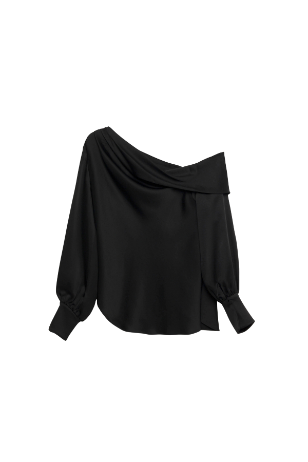 Alice One Shoulder Top in Black