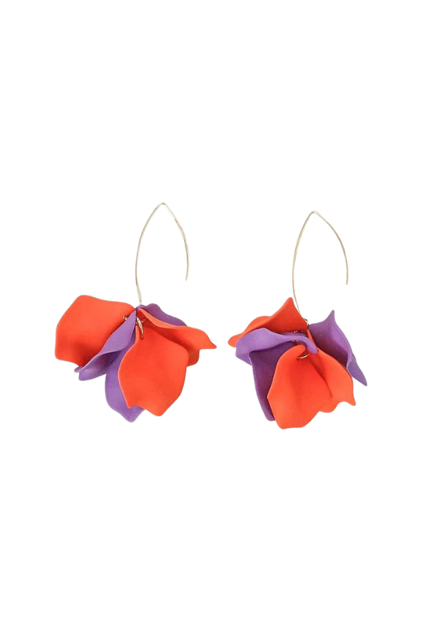 Hyacinth Tiered Marquis Earrings in Purple/Orange