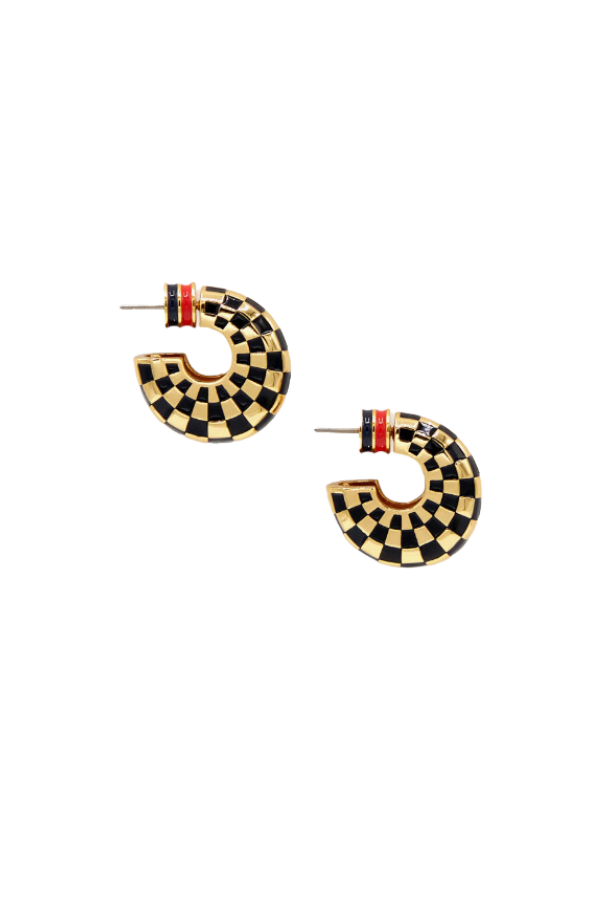 Le Hoop Checker in Black/Gold