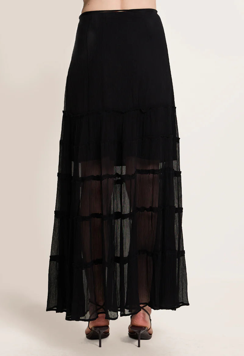 Brigette Long Skirt in Onyx Black