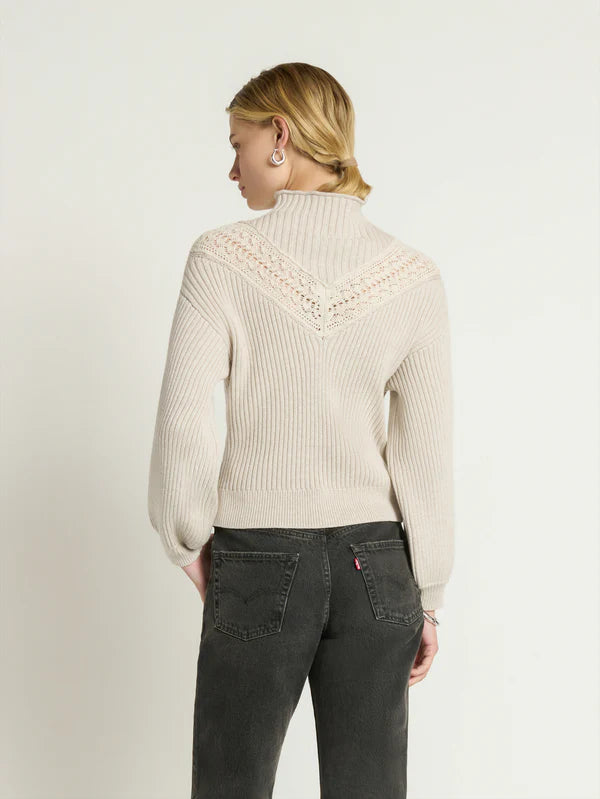Cassandra Mock Neck Pullover in Heather Oatmeal