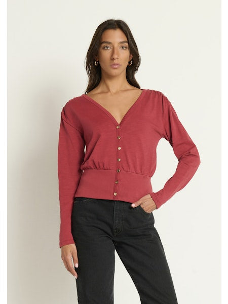 Colette Cardigan Top in Russet
