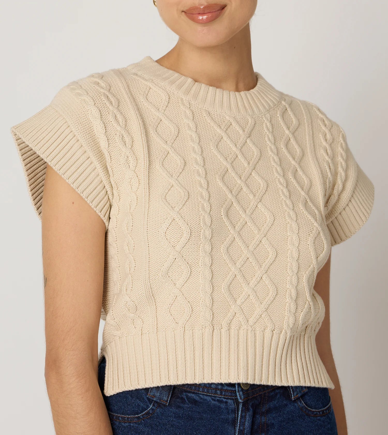 Gigi Sweater Vest in Cream