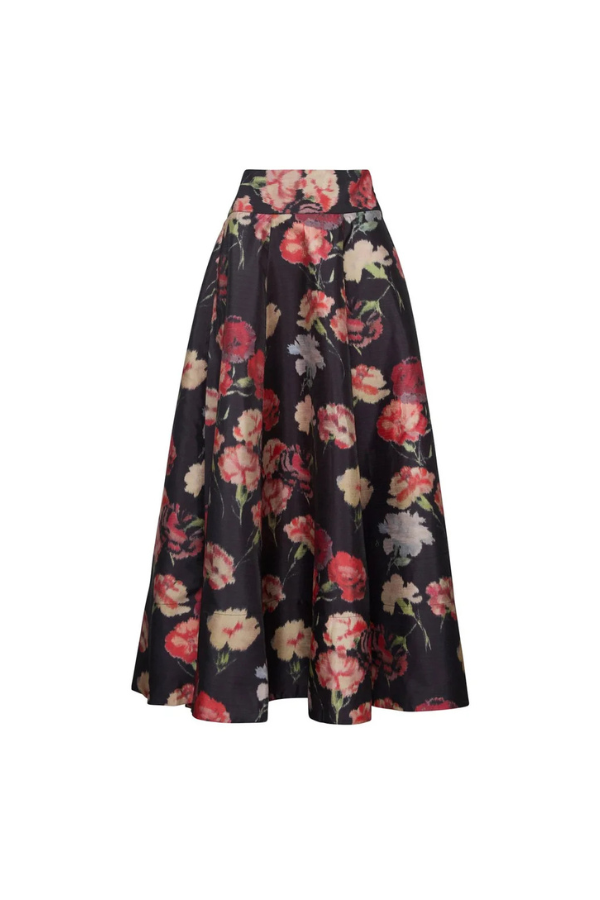 Taffeta Maxi Skirt in Poppy