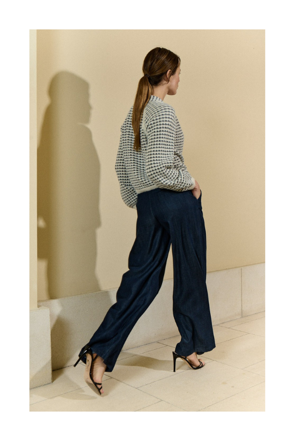 Checkered Knit Cardigan in Black/Cream