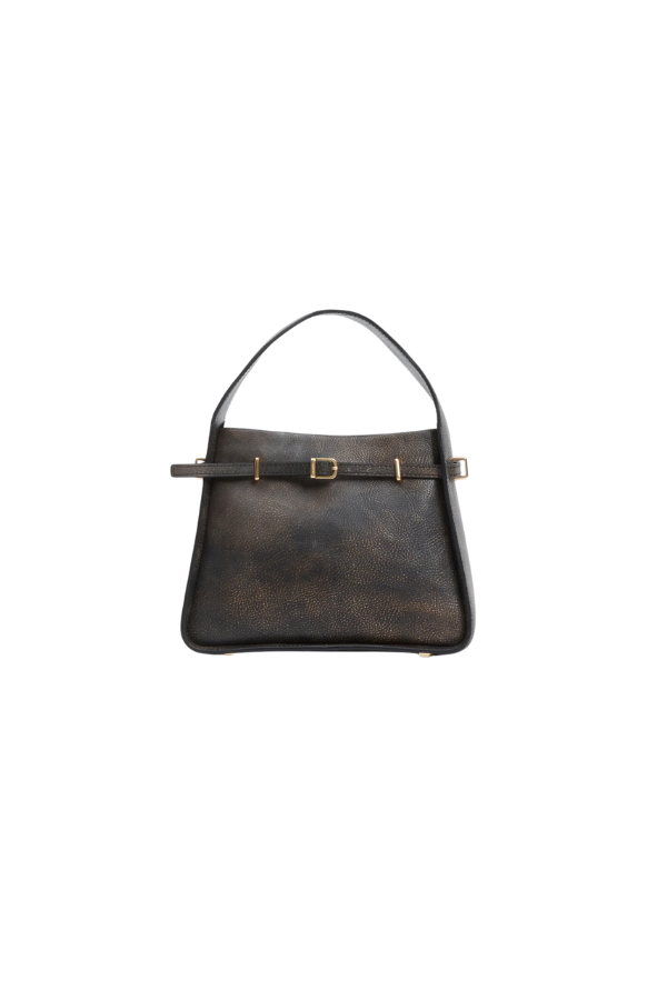 Cleo Small Leather Bucket Bag in Distressed Chocolate