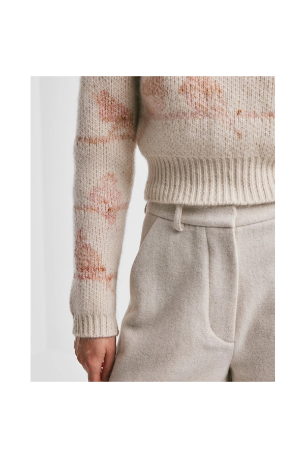 Jacquard Knit Sweater in Pink Birds