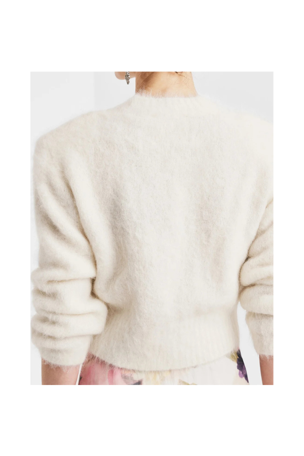 Hairy Knit Fitted Sweater in White