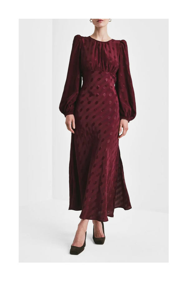 Viscose Midi Dress in Burgundy