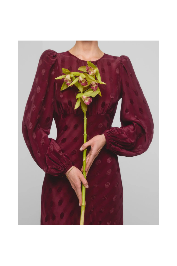 Viscose Midi Dress in Burgundy