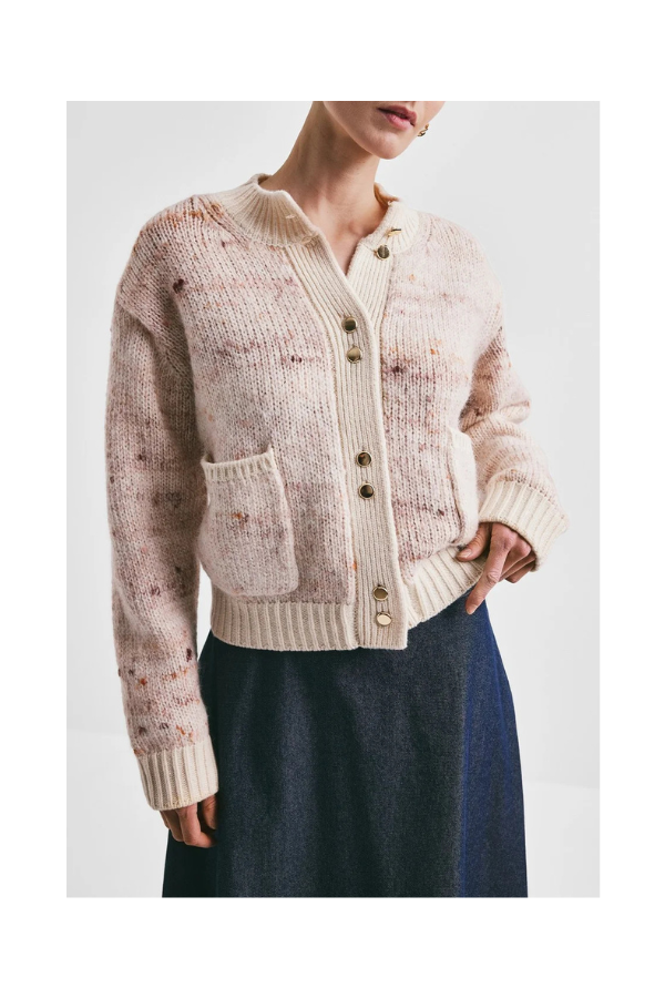 Melange Knit Jacket in Burgundy Melange