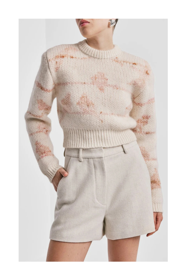 Jacquard Knit Sweater in Pink Birds