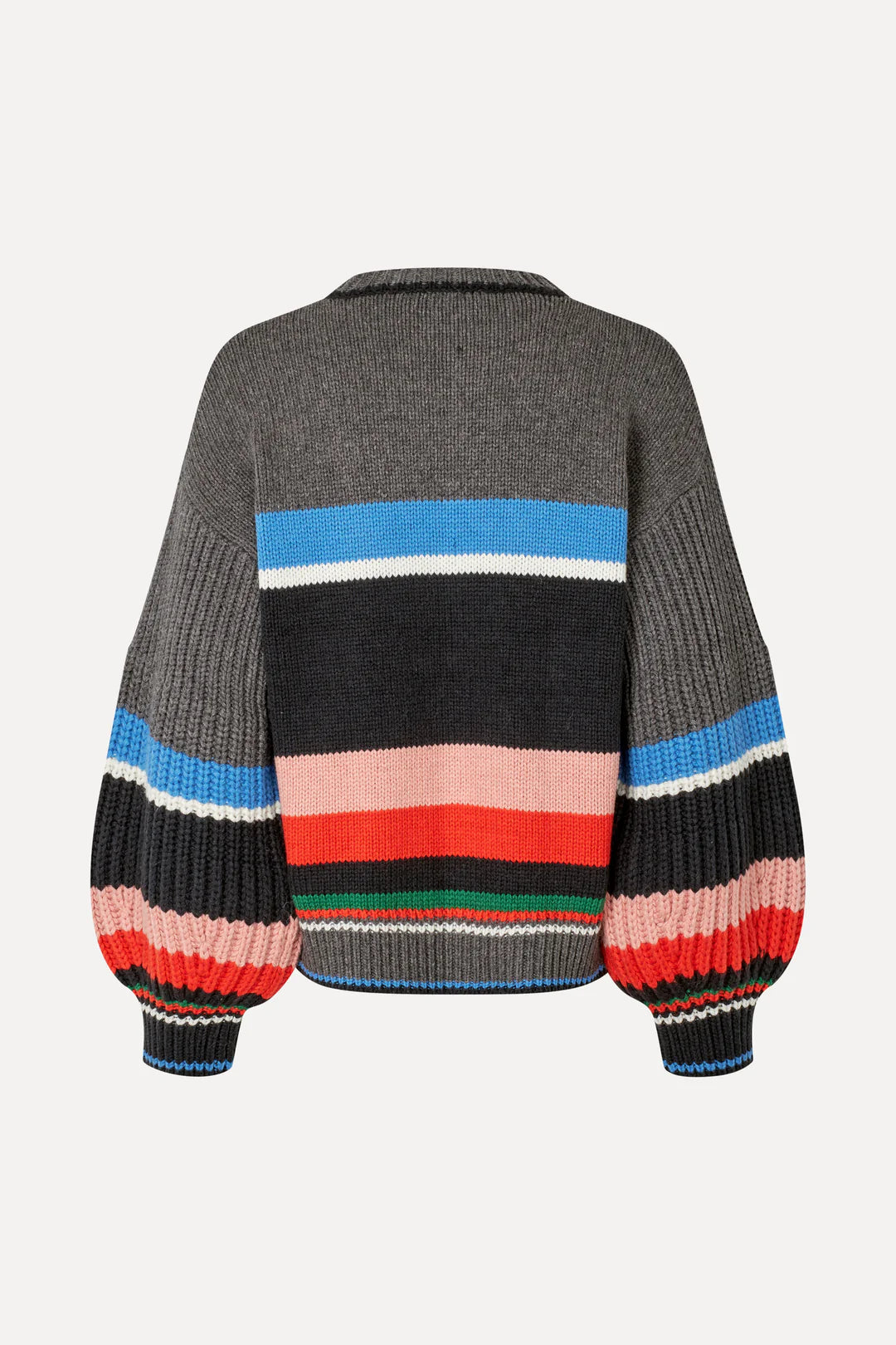 Crewneck Chunky Sleeve Sweater in Chunky Stripes
