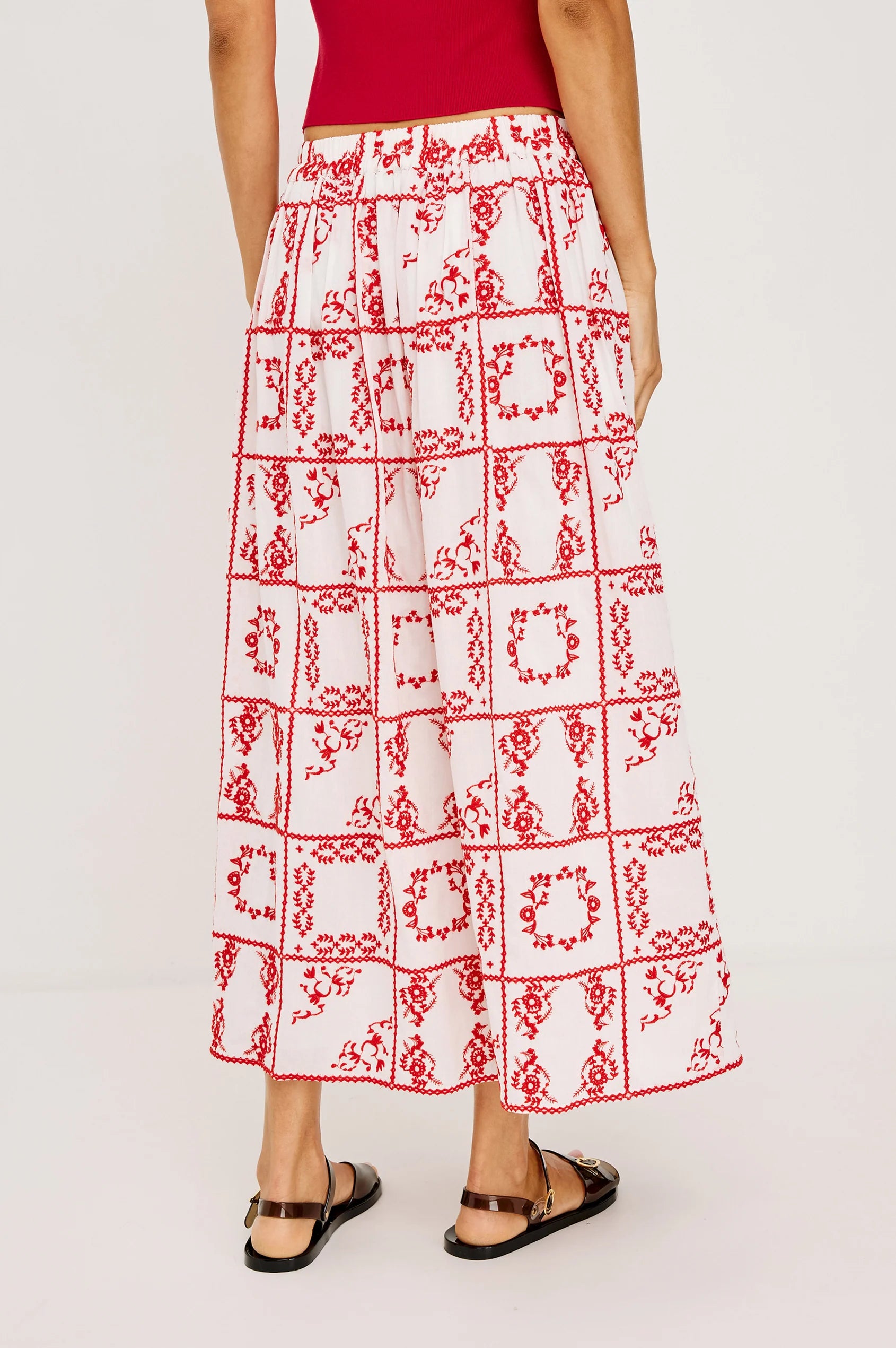 Dax Skirt in Ivory Red Hankercheif