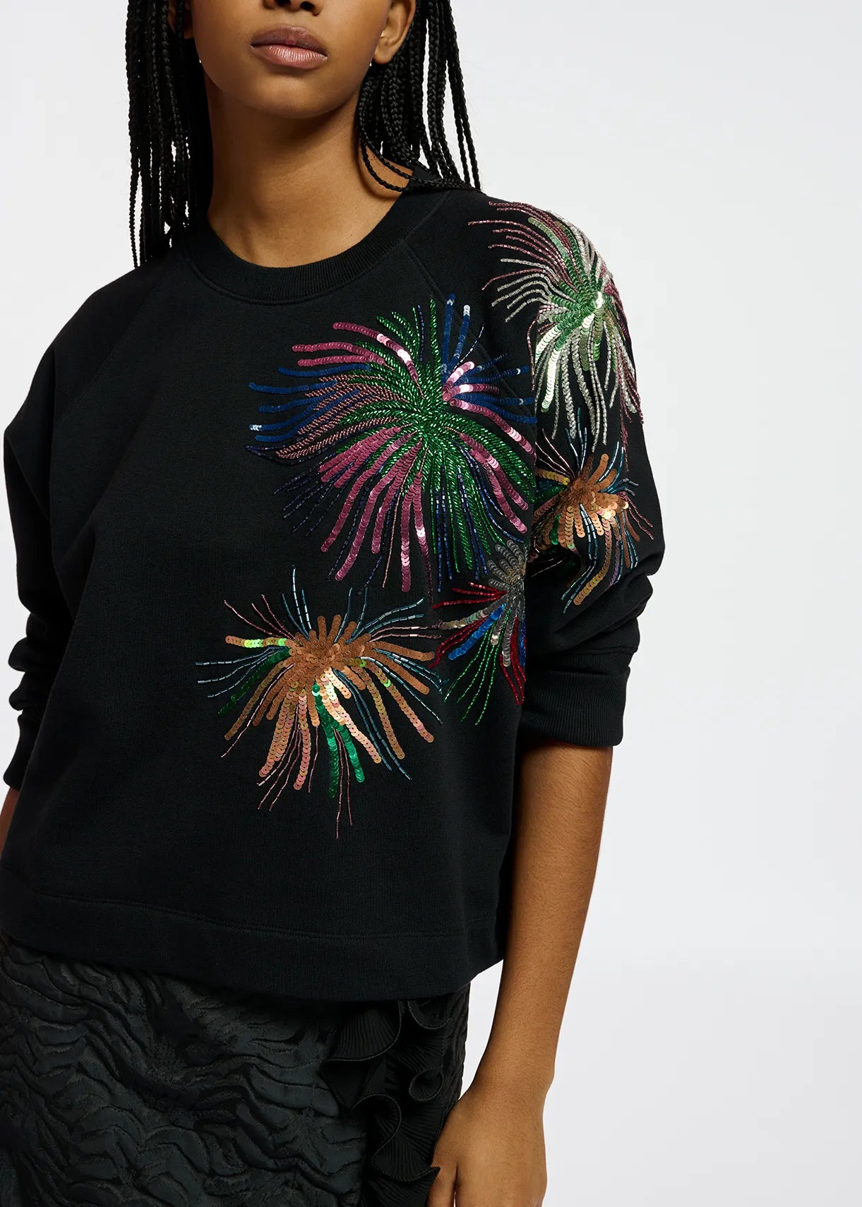 Esweat Embroidered Sweater in Combo1 Black
