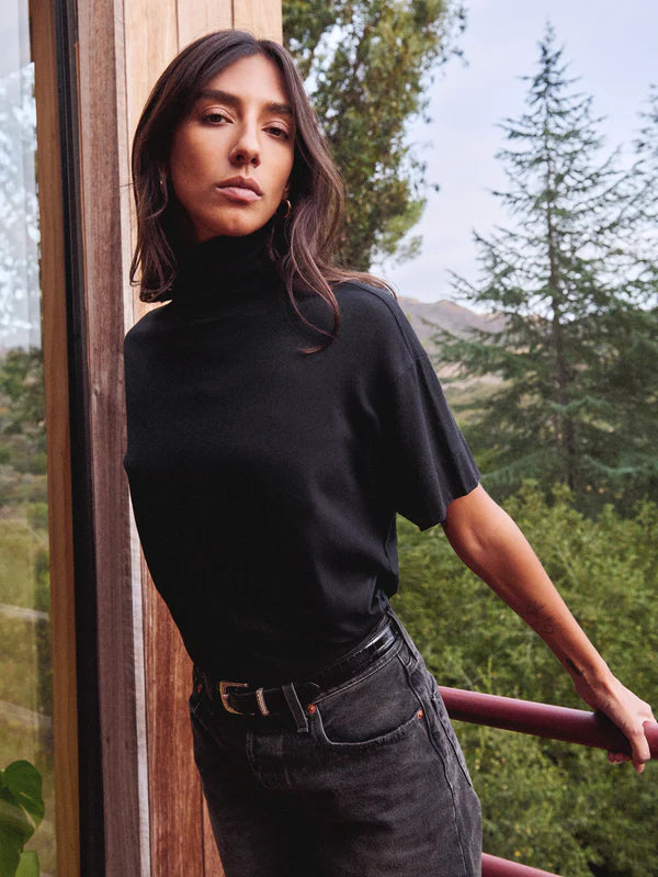 Fable Turtleneck Tee in Black
