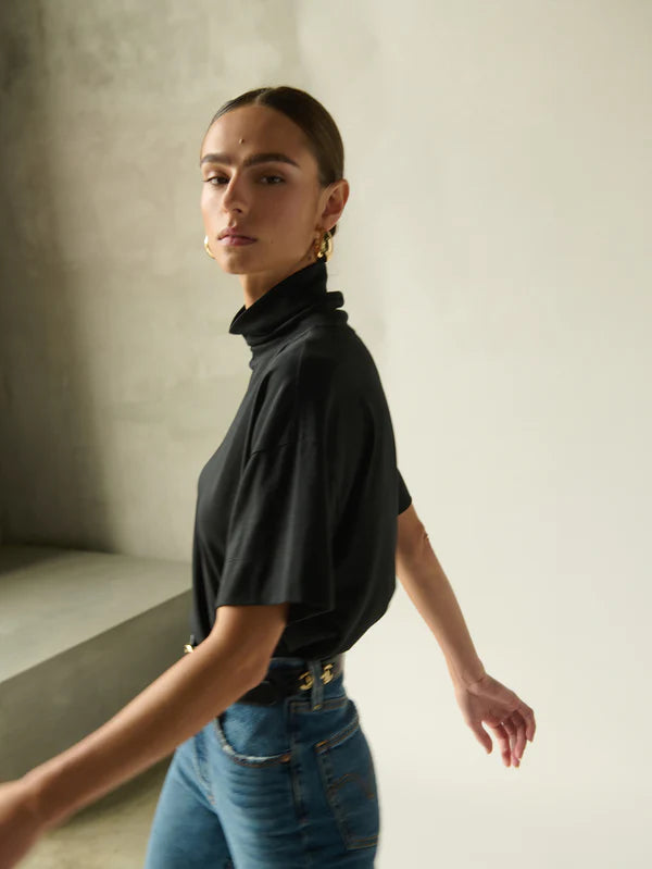 Fable Turtleneck Tee in Black