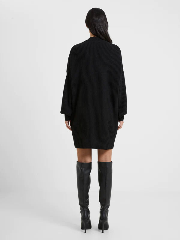 Vhari Ribbed Button Down Sweater Dress in Black