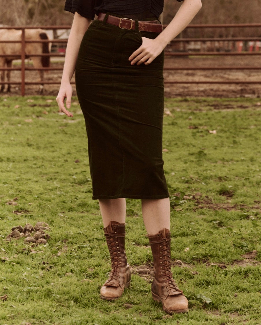 The Column Skirt in Woodland Green