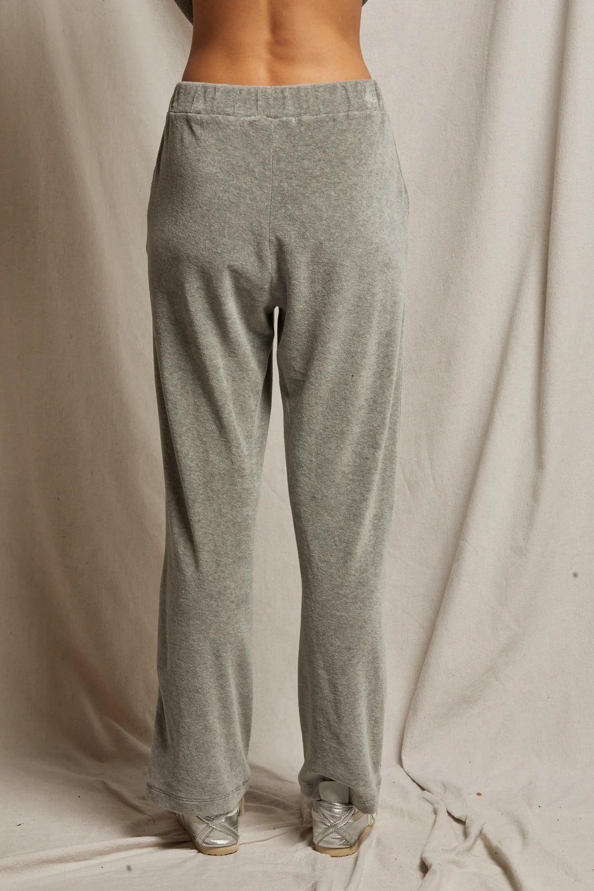 Holly velour wide leg sweatpants in heather grey