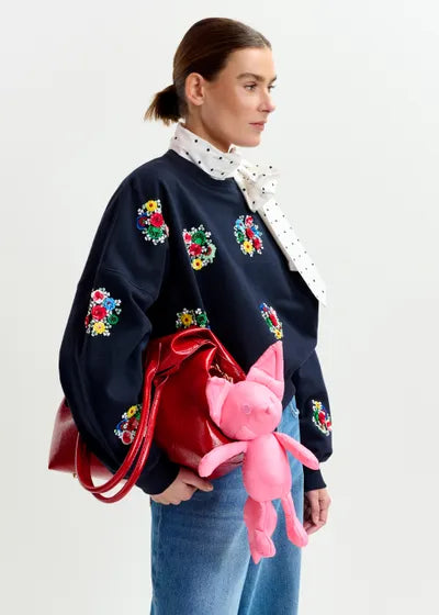 Embroidered Sweatshirt in Combo Navy