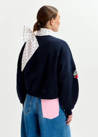 Embroidered Sweatshirt in Combo Navy