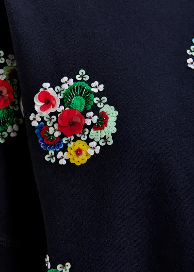 Embroidered Sweatshirt in Combo Navy