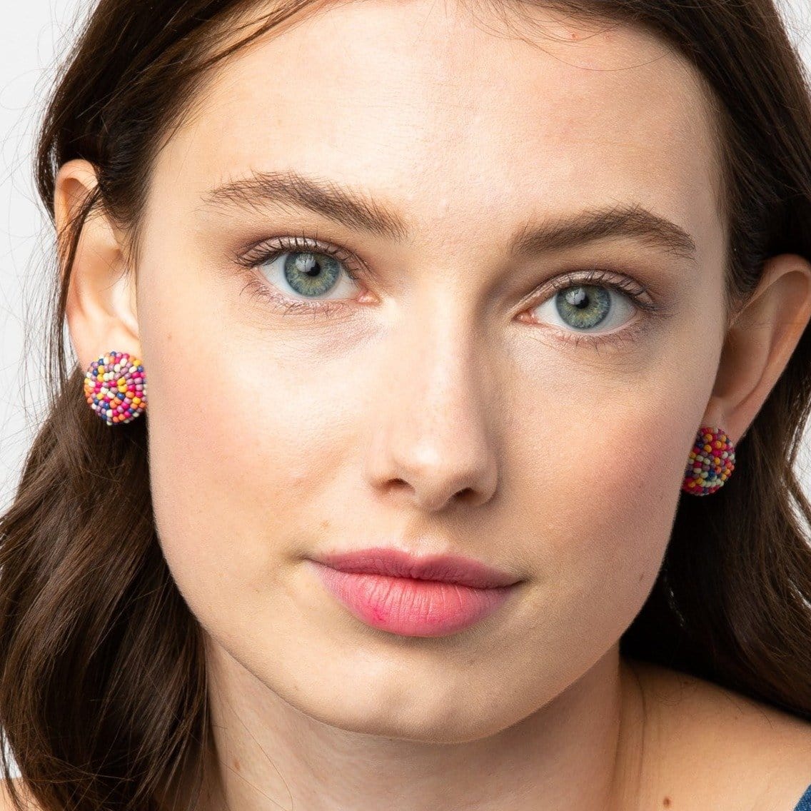 Elizabeth Confetti Beaded Post Earrings Rainbow