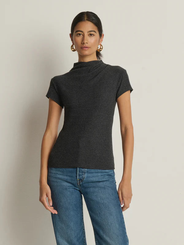 Katie Draped Top in Heather Charcoal