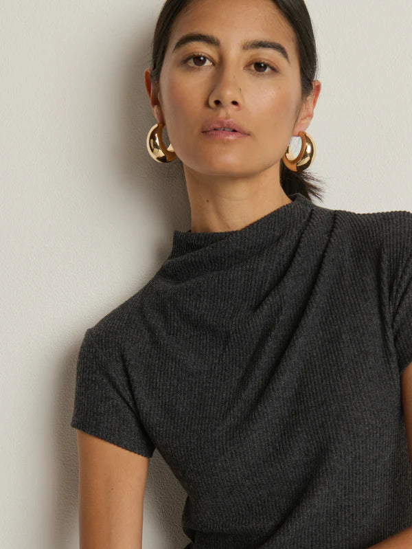 Katie Draped Top in Heather Charcoal