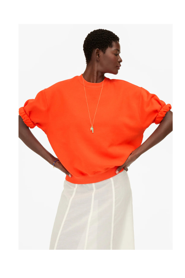 Short Sleeve Oversized Sweatshirt in Orange