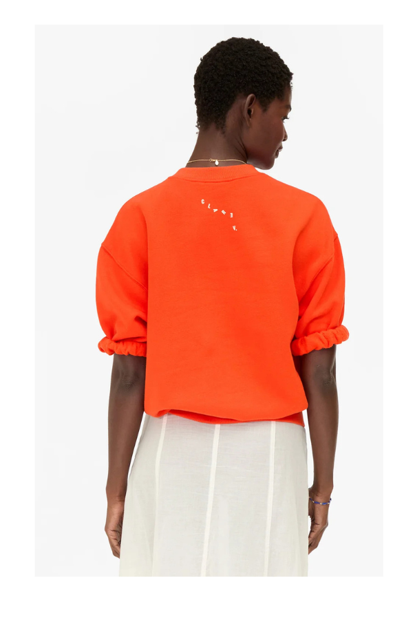 Short Sleeve Oversized Sweatshirt in Orange