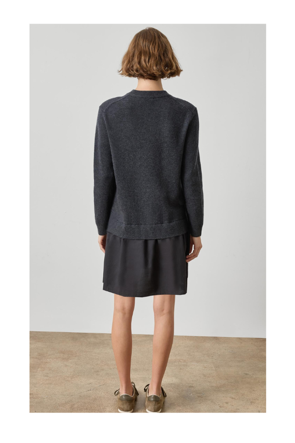 Short Combo Sweater Dress in Charcoal