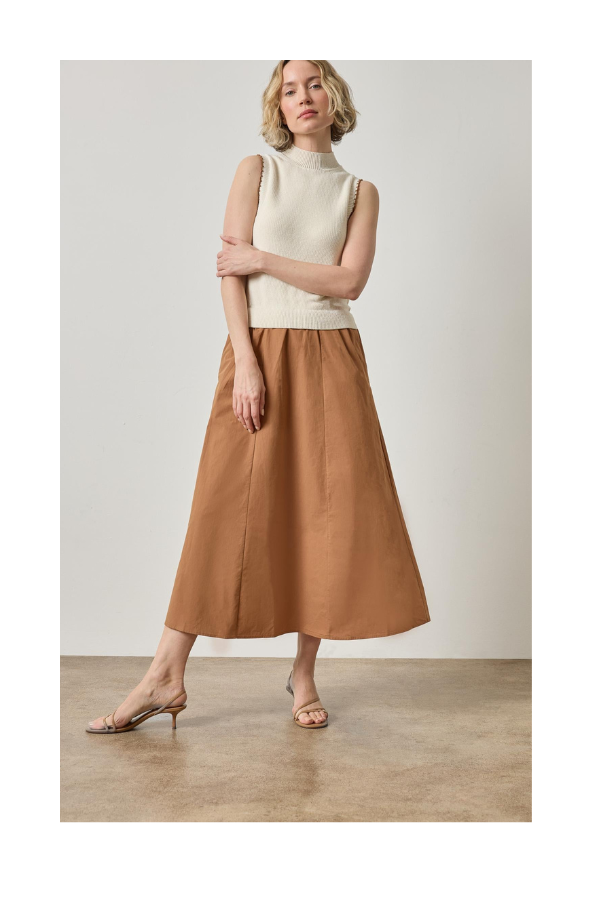 Mixed Media Mock Neck Dress in Rope