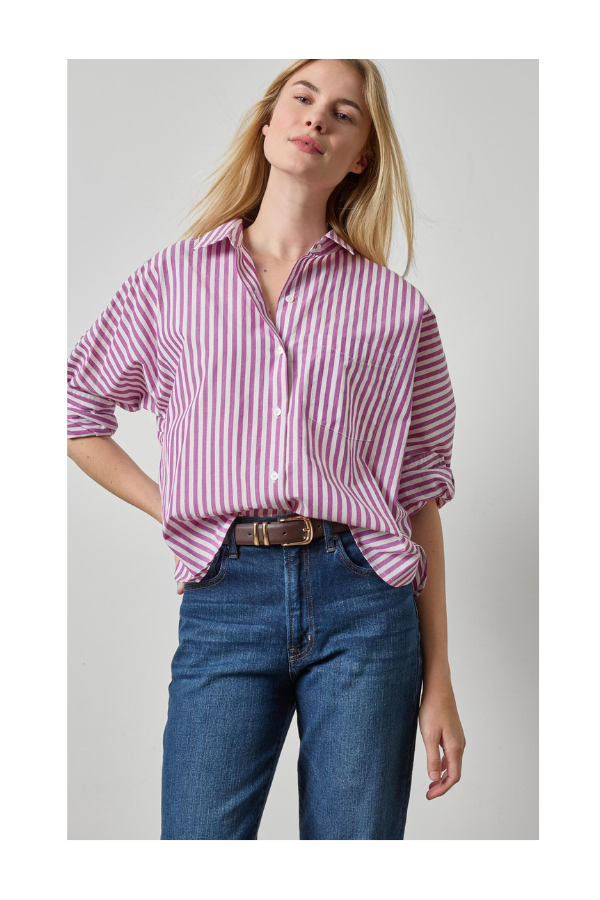 Dolman Sleeve Button Down Shirt in Snapdragon