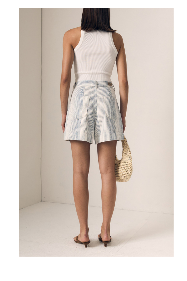 High Rise Trouser Short in Summer Stripe