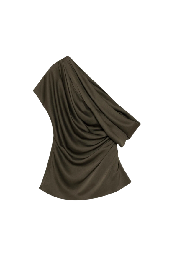 Phoebe Draped Top in Dark Olive