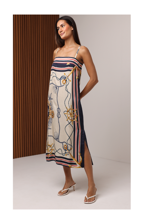 Trina Midi Dress in Nautical