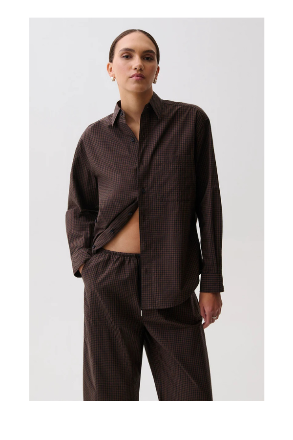 Mila Long Sleeve Button Down Wrap Top in Hot Toddy