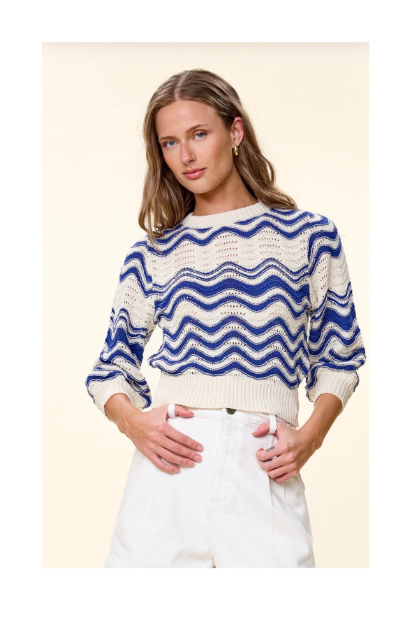 Zoetry Sweater Ivory and Surf
